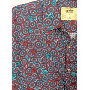 Bamboo Dreaming Kingston Grange Mens 3XL Shirt Red Blue Circles Short Sleeve